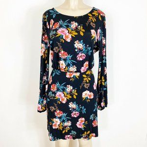 LOFT spring work wear career dress Black Floral springtime Print Size 8